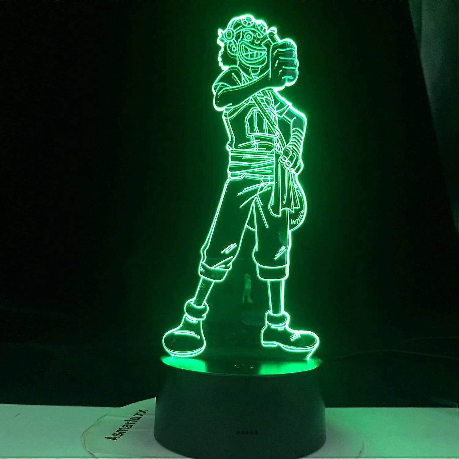 One Piece Luffy 3D Illusion Night Light Lamp Smart Touch, RGB Effect USB Cable Powered Creative 3D Japanese Anime Lamp
