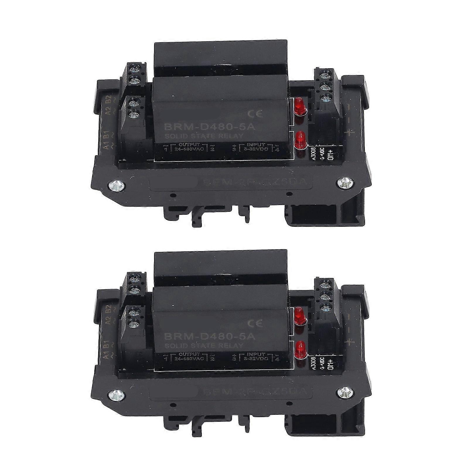 2Pcs Solid State Relay Module 2 Channel 5?8A Load Mini DIY 3?32VDC Input 24?480VAC Load for Industrial Control