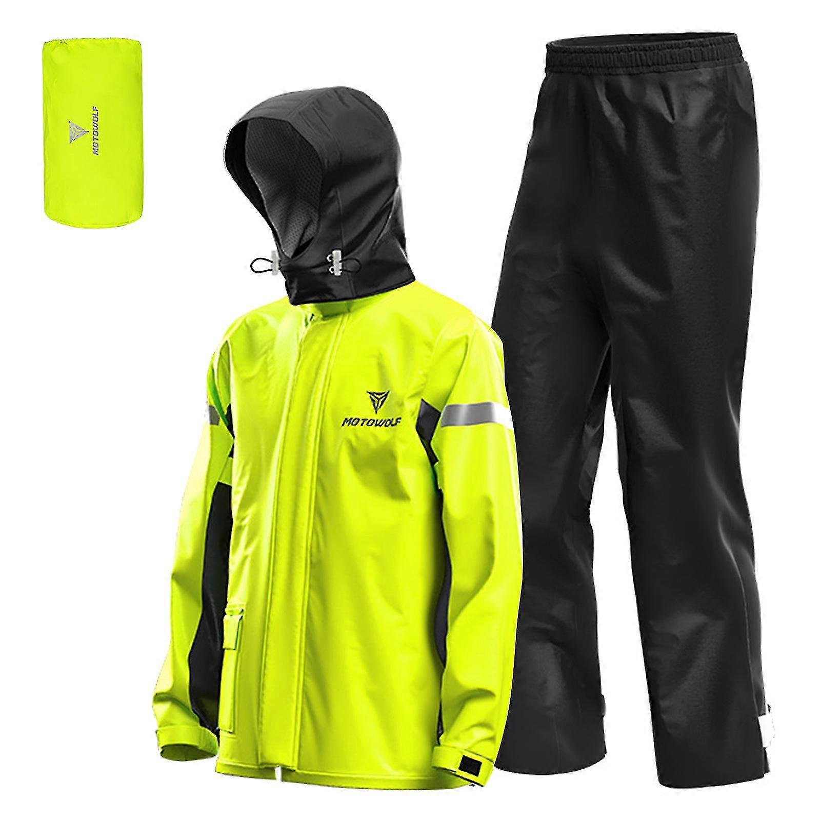 FITHUB Motorcycle Rain Suit – Waterproof 2-Piece Jacket & Trousers With Reflective Inserts