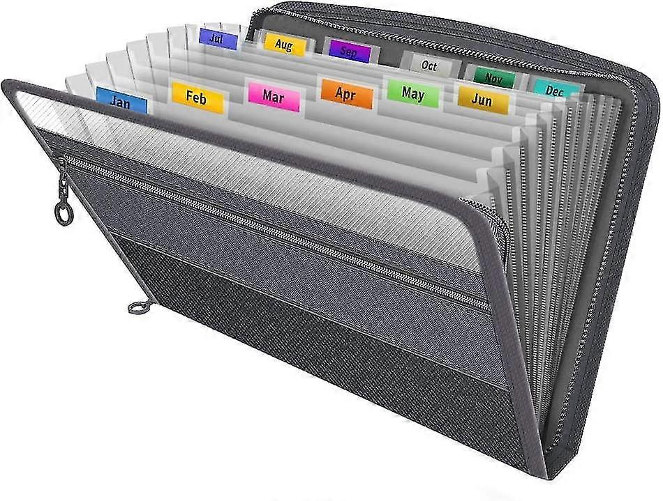 Black Fun File Organiser,13 Pockets Folder Document Organisers Box Files,Expanding File Folder,Accordian Filing Boxes With Tabs,Expandable Folders For Paper Size 13
