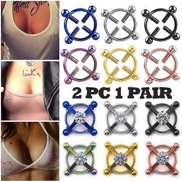 Steel Version Titanium Steel Screw Nipple Rings 1 Pair