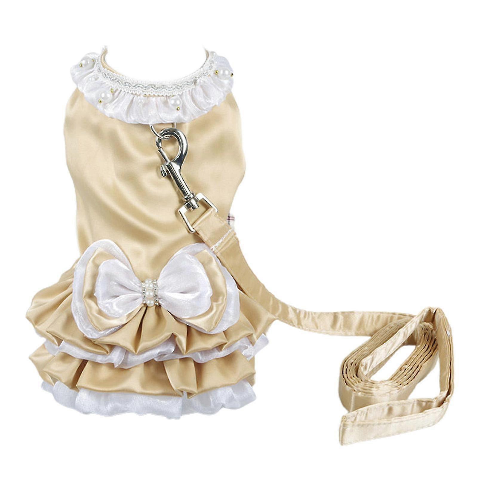 Cão arreio combo prova de fuga prova fácil controle acessório estilo princesa estilo cão cinto de arreios com vestido para o ar livre