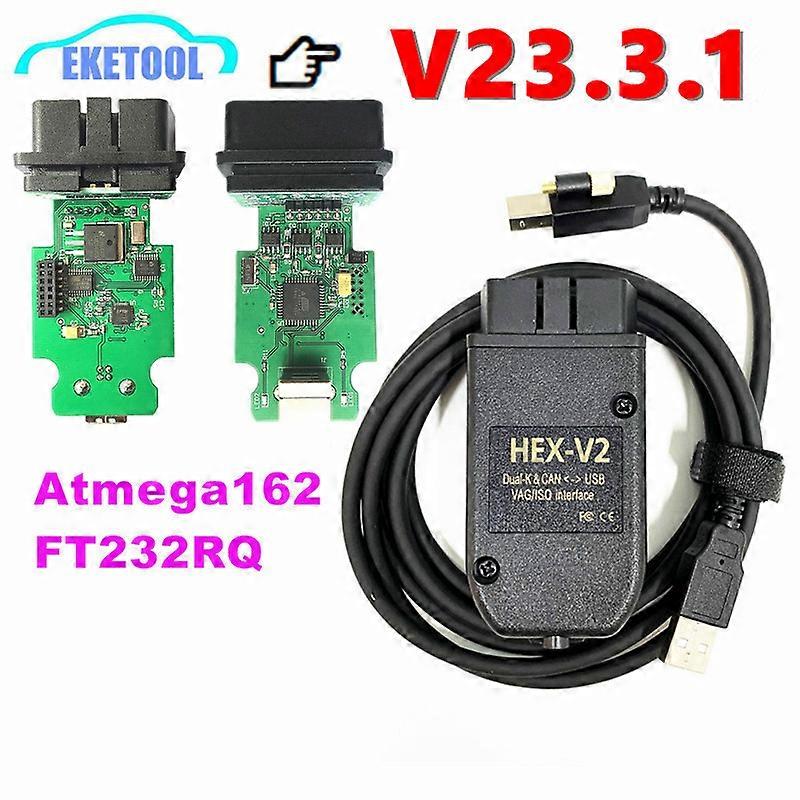 V23.3.1 HEX V2 For VAG Series Multi-Language Green PCB Board Atmega162+FT232RQ+16V8BQL Code Reader Scanner VAG COM