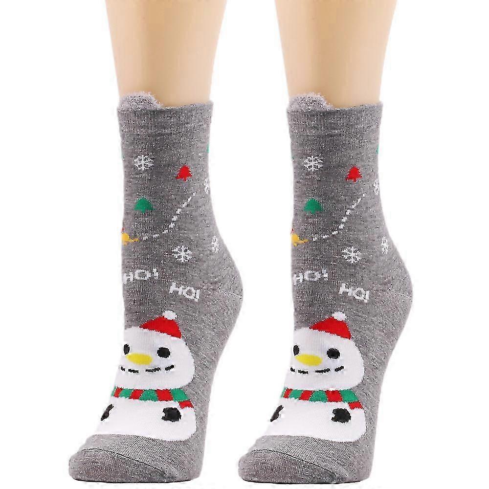 Christmas Socks for Women, Cozy Santa Claus and Reindeer Holiday Pattern, Comfortable Cotton Blend, One Size Fits Most