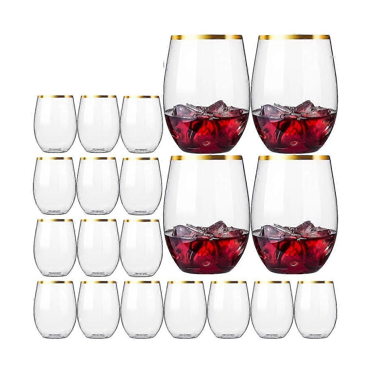 Disposable Stemless Wine Glasses, Plastic Wine Cups, Whiskey Glasses, Clear Drinking Glasses For Pa
