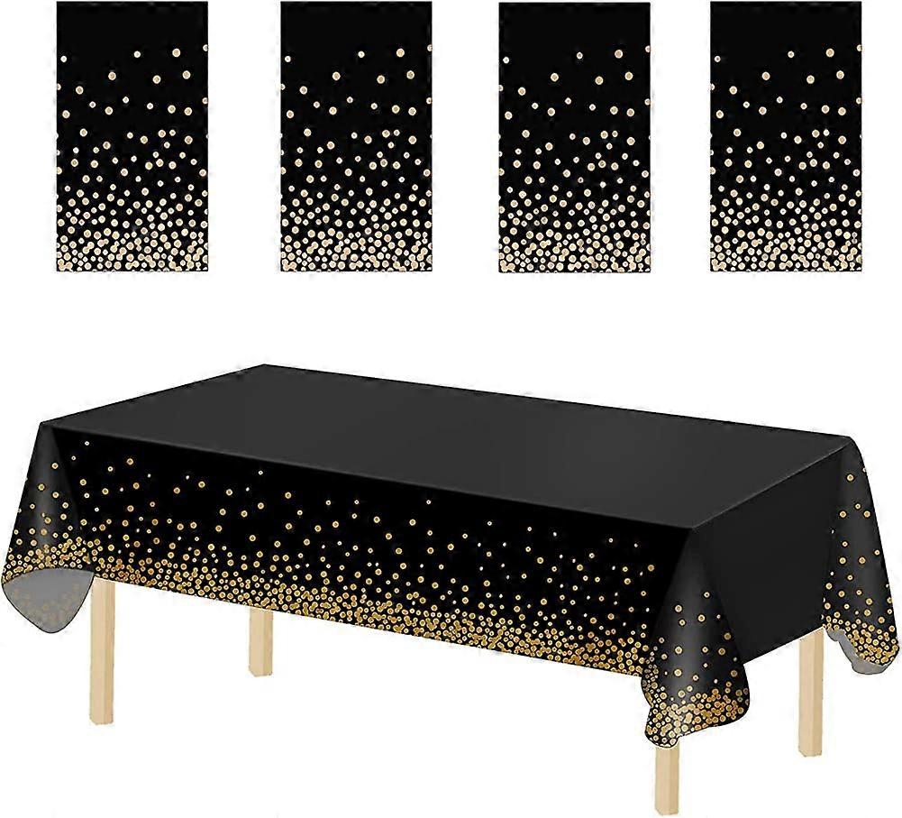 4 Pack Disposable Plastic Tablecloths. Plastic Rectangle Black Dot Tablecloths