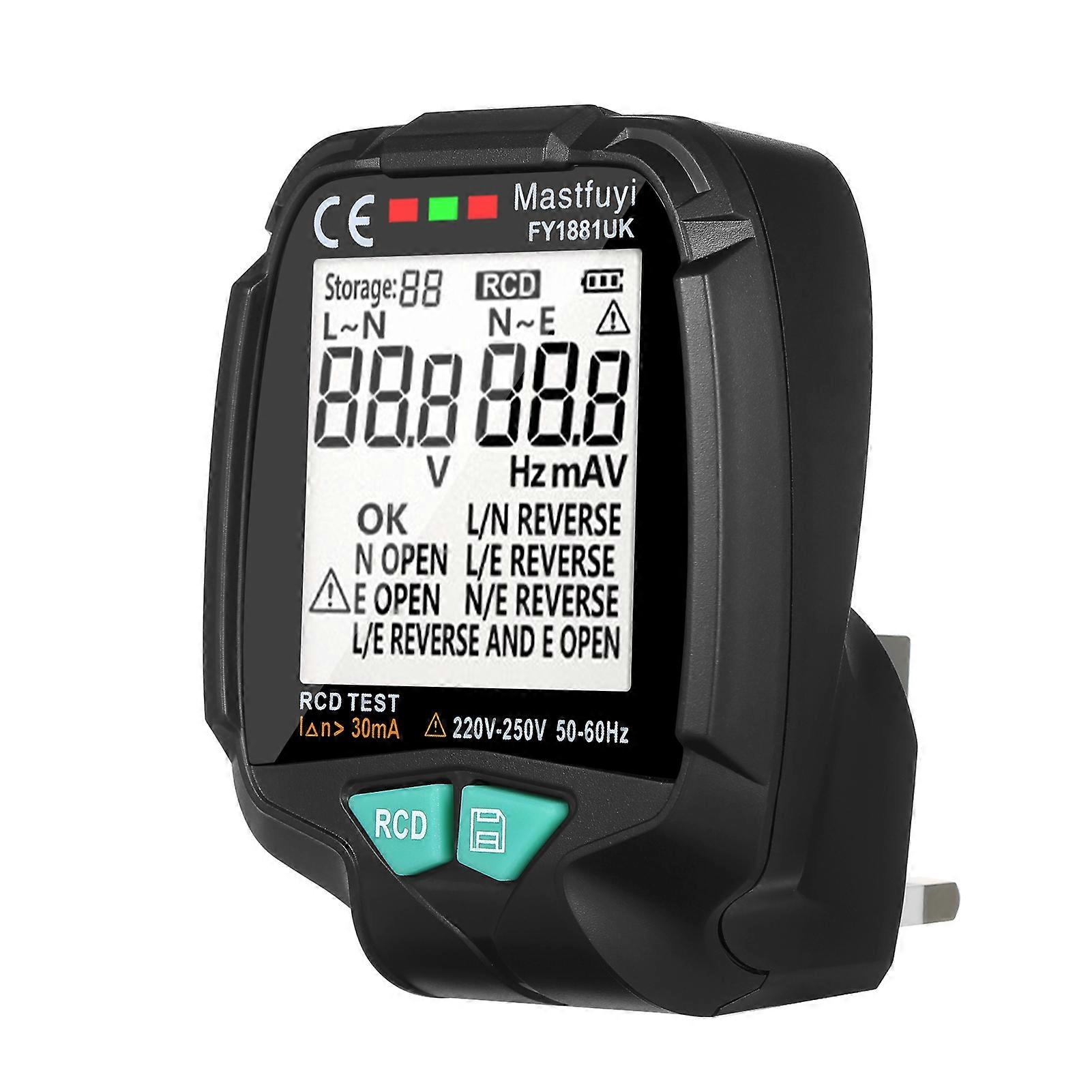 Multifunctional Socket Tester with Digital LCD Display Electric Socket Detector Circuit Detector Electrician Electroscope RCD Tester Ground Wire Zero 