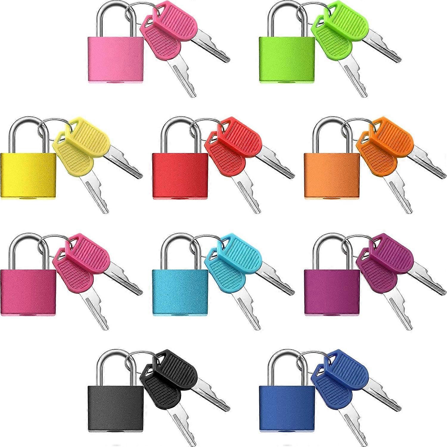 Metal Padlock, Mini Padlock with Key (Multicolour, 10 pcs)
