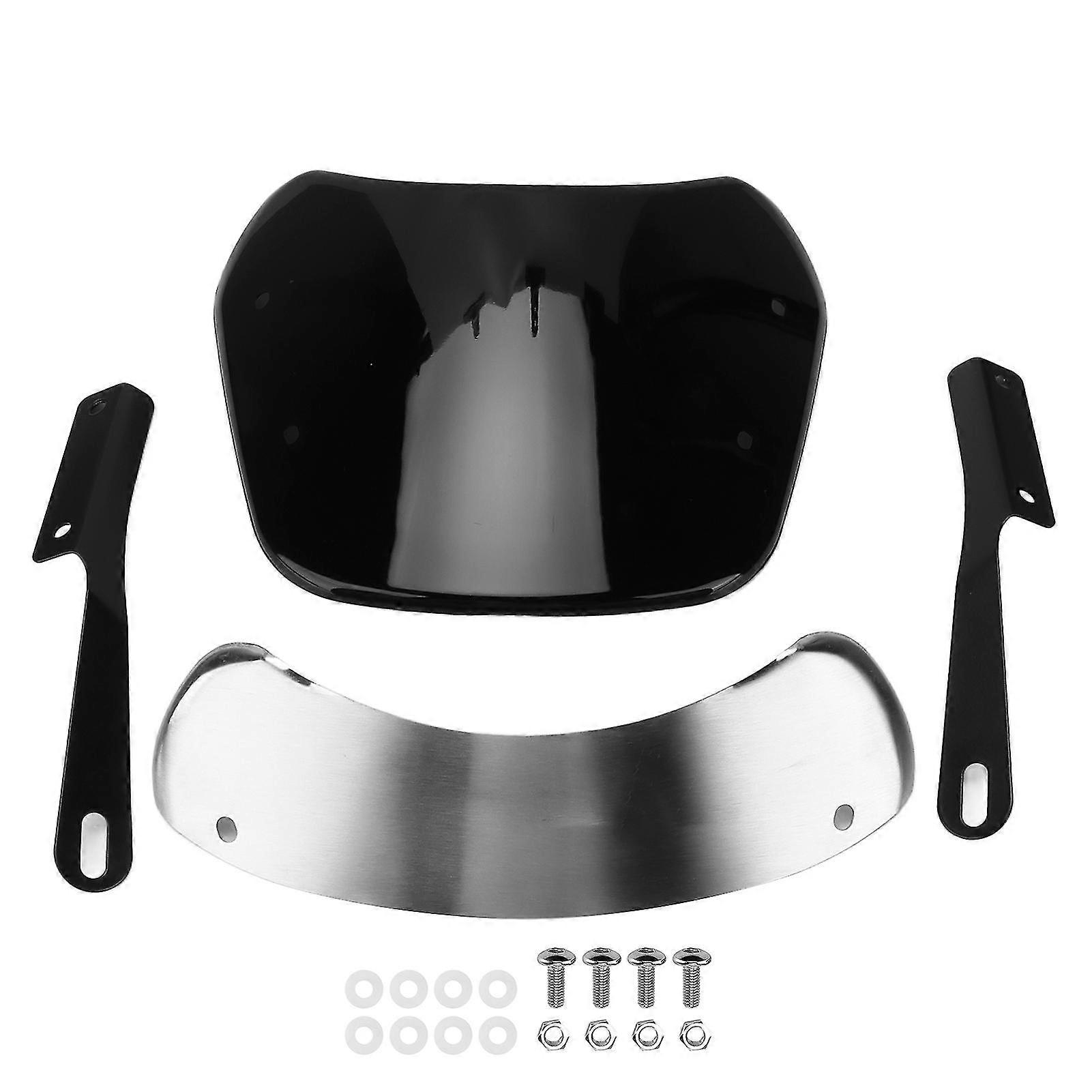 Motorcycle Windshield Deflector - Retro Design, Black Universal Accessory