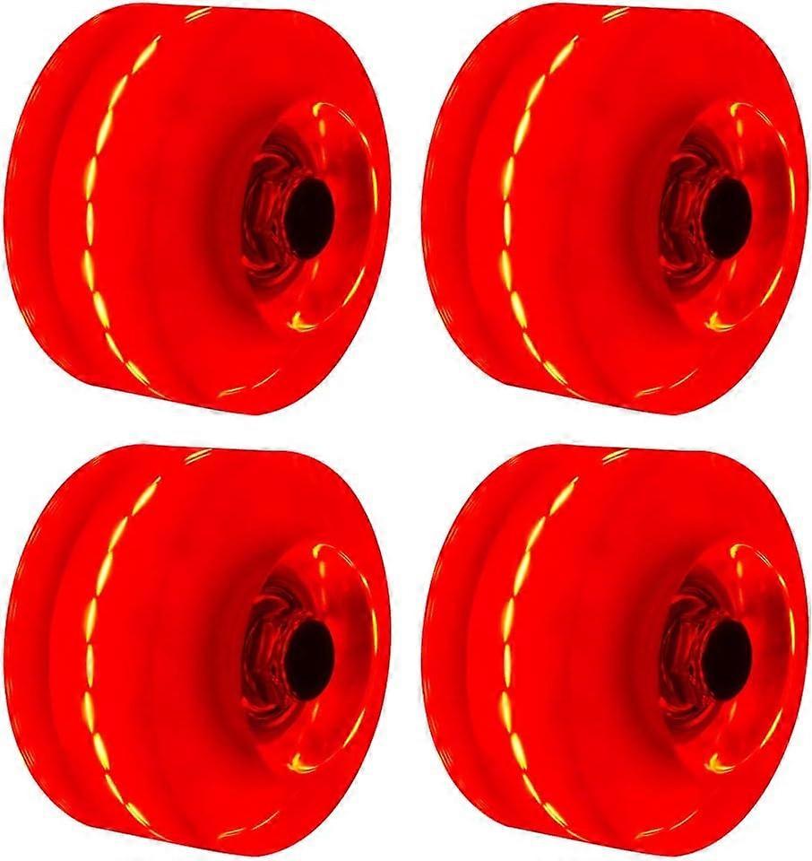4 Luminous Replacement Wheels for Double Roller Skateboard - 82A Hardness