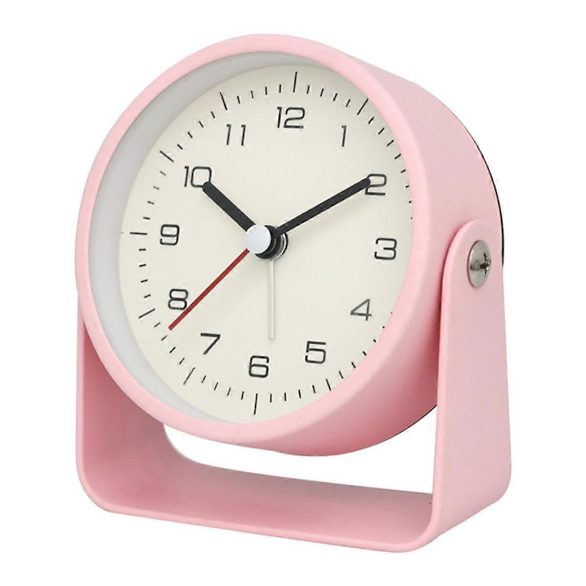 Small Metal Alarm Clock Quiet Desk Clock for Students for Room Desk Office Decoration A