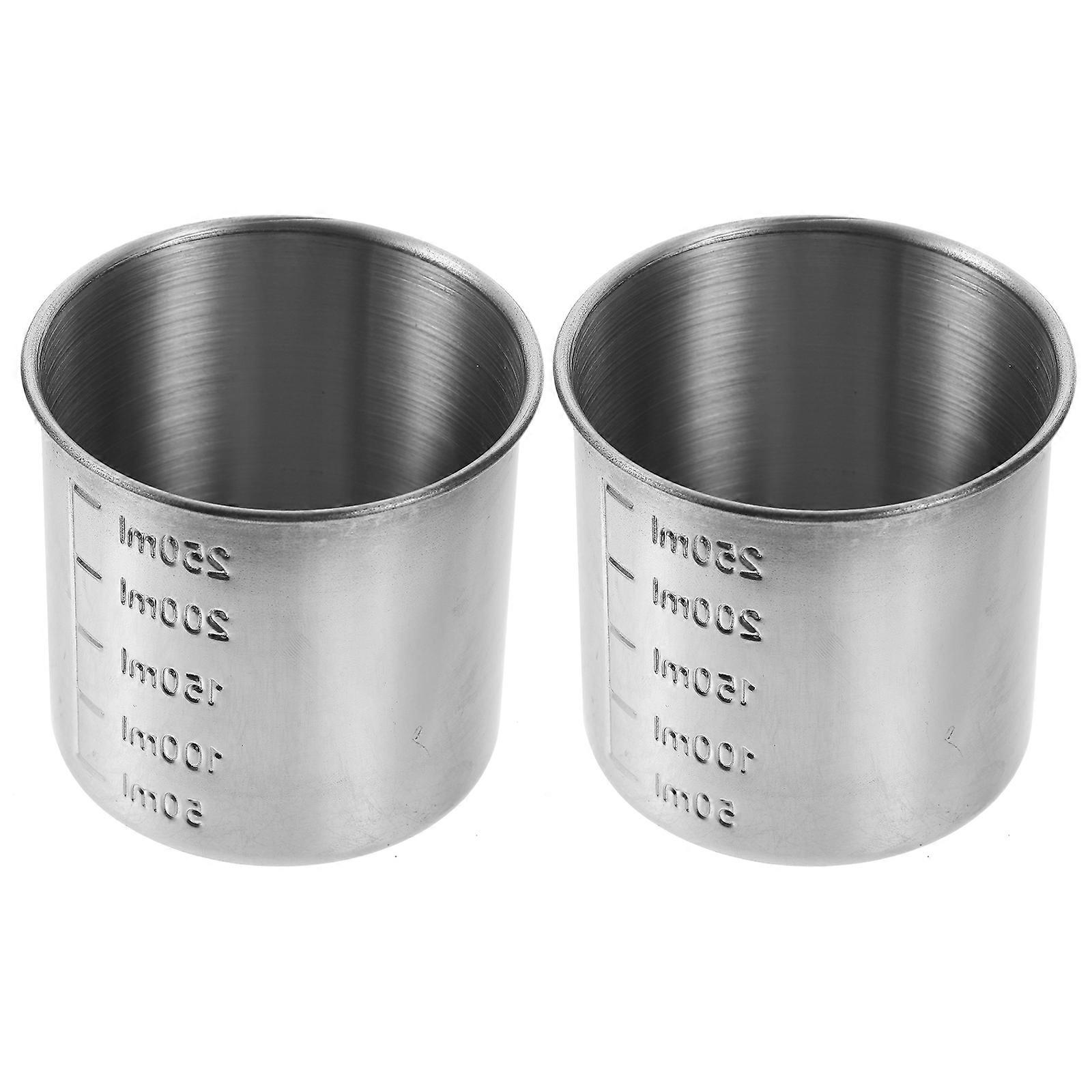 2pcs Stainless Steel Graduated Measuring Cup Scaled Cup Measuring Container