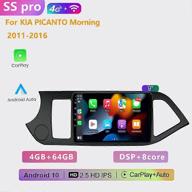 2 din Auto Android 10.0 car radio multimedia player Carplay GPS navigation DSP RDS For KIA PICANTO Morning 2011 2012 2013-2016