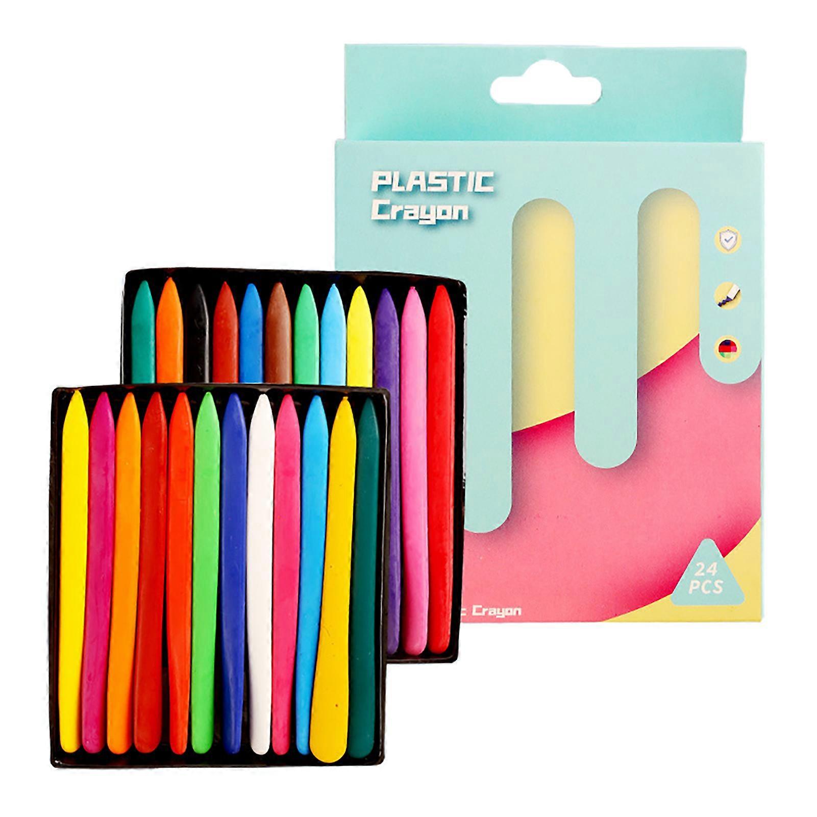 1 Set Drawing Smoothly Comfortable Grip Crayon Wax Practical Dual-head Use Painting Crayon for Kids TSUNDEAU