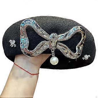 Élégant rétro grand béret papillon laine Chapeau de peintre Chapeau octogonal pour l’automne hiver