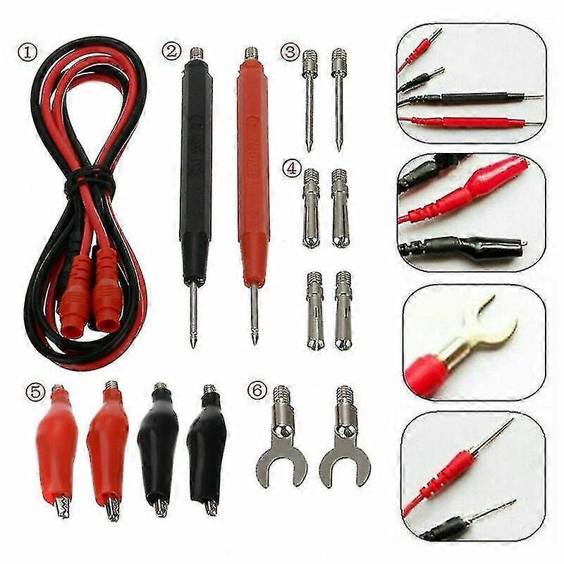 16 Pcs Digital Multimeter Test Lead Kit Probe Volt Meter Cable Clip Alligator
