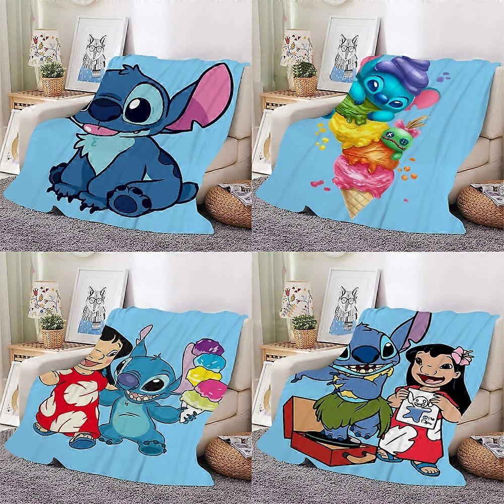 Christmas Lilo & Stitch cover blanket, plush grid comfortable fluffy carpet sofa soft bed supplies sofa flange plush plushWT446