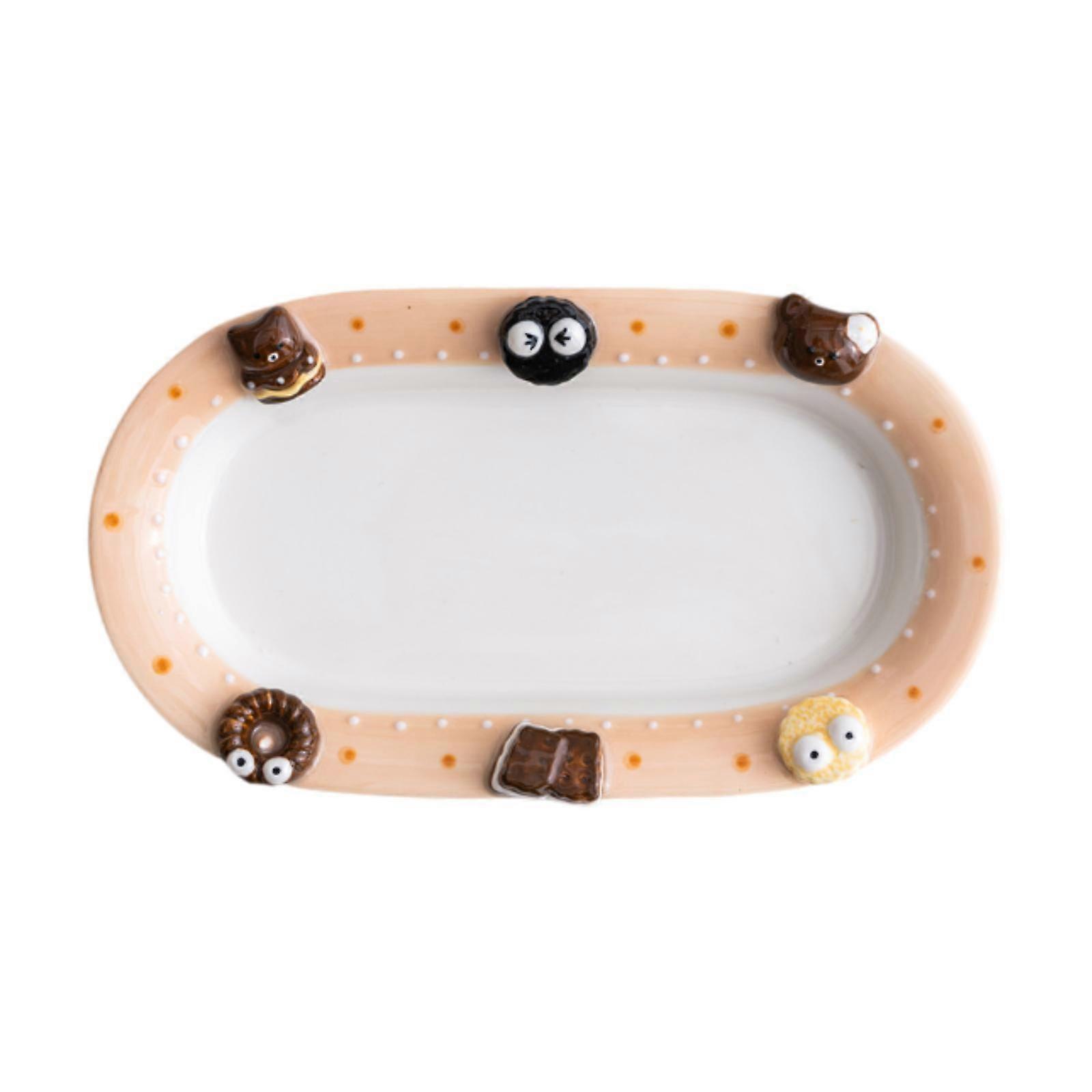 Ceramic Plate Cartoon Serving Tray Birthday Gift Cake Plate for Dining Table round