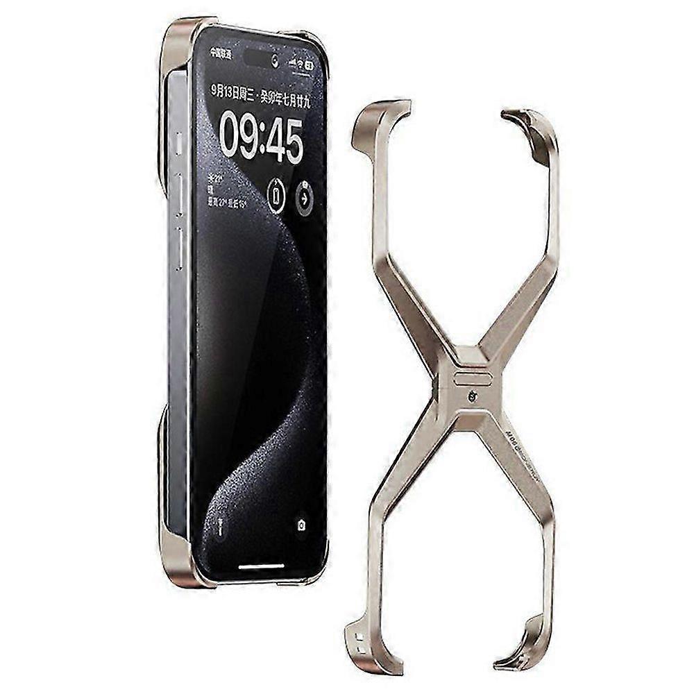 For iPhone 14 Pro Max Case Aluminium Alloy X-Shape Frameless Phone Cover