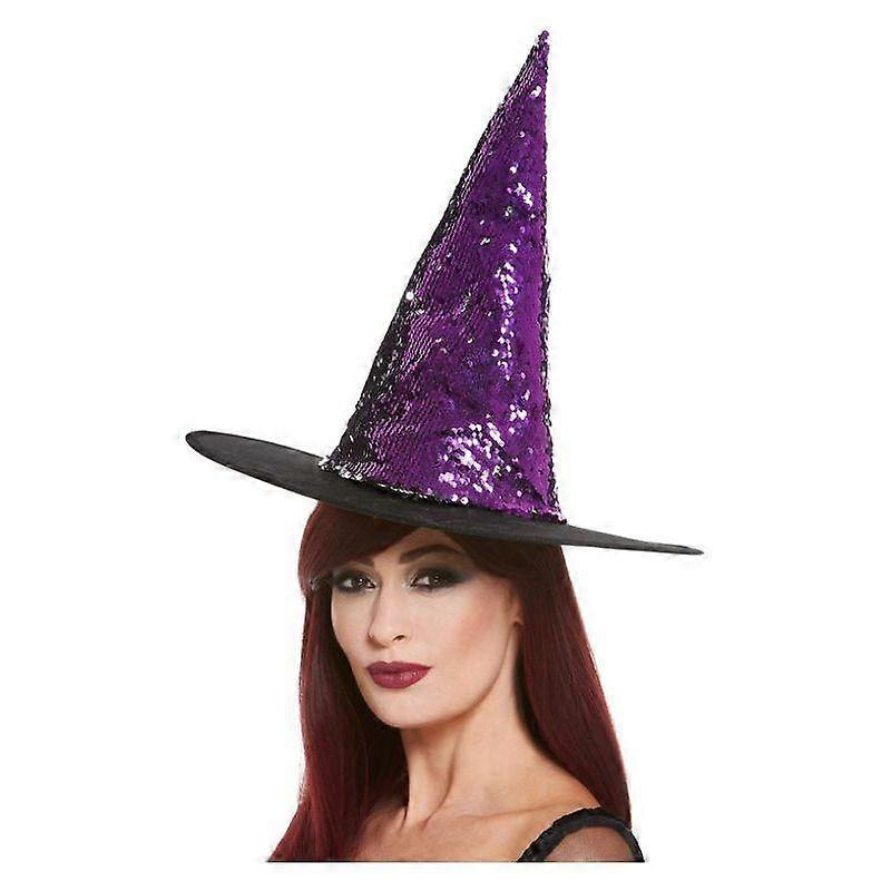 Reversible Sequin Witch Hat Purple & Black