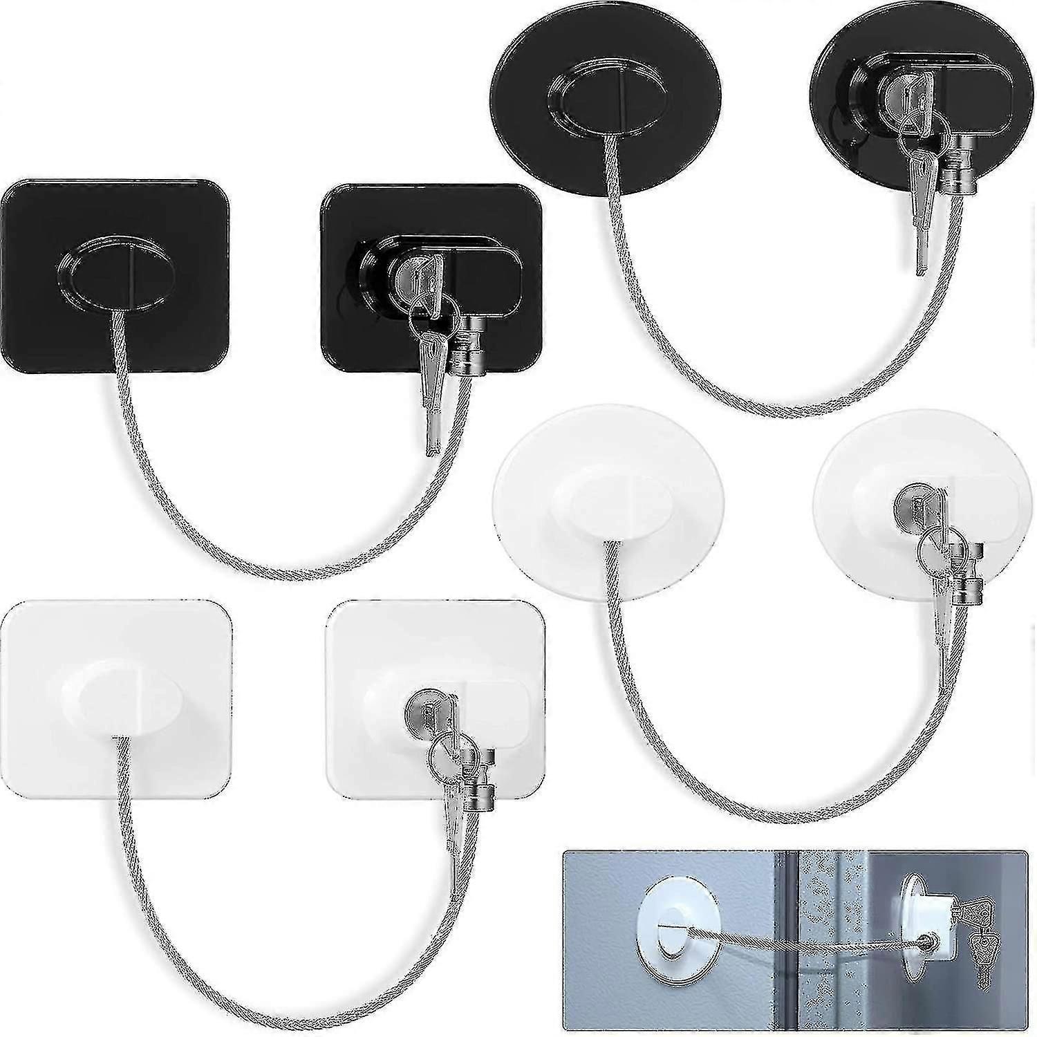 4 Pieces Fridge Lock Refrigerator Lock With 8 Key, Freezer Lock