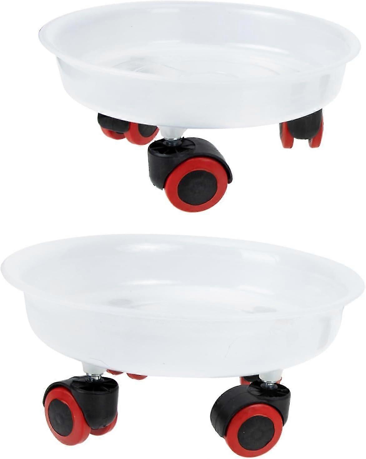 2pcs Mobile Pot Base Flower Pots Support Shelf with Wheel for Display