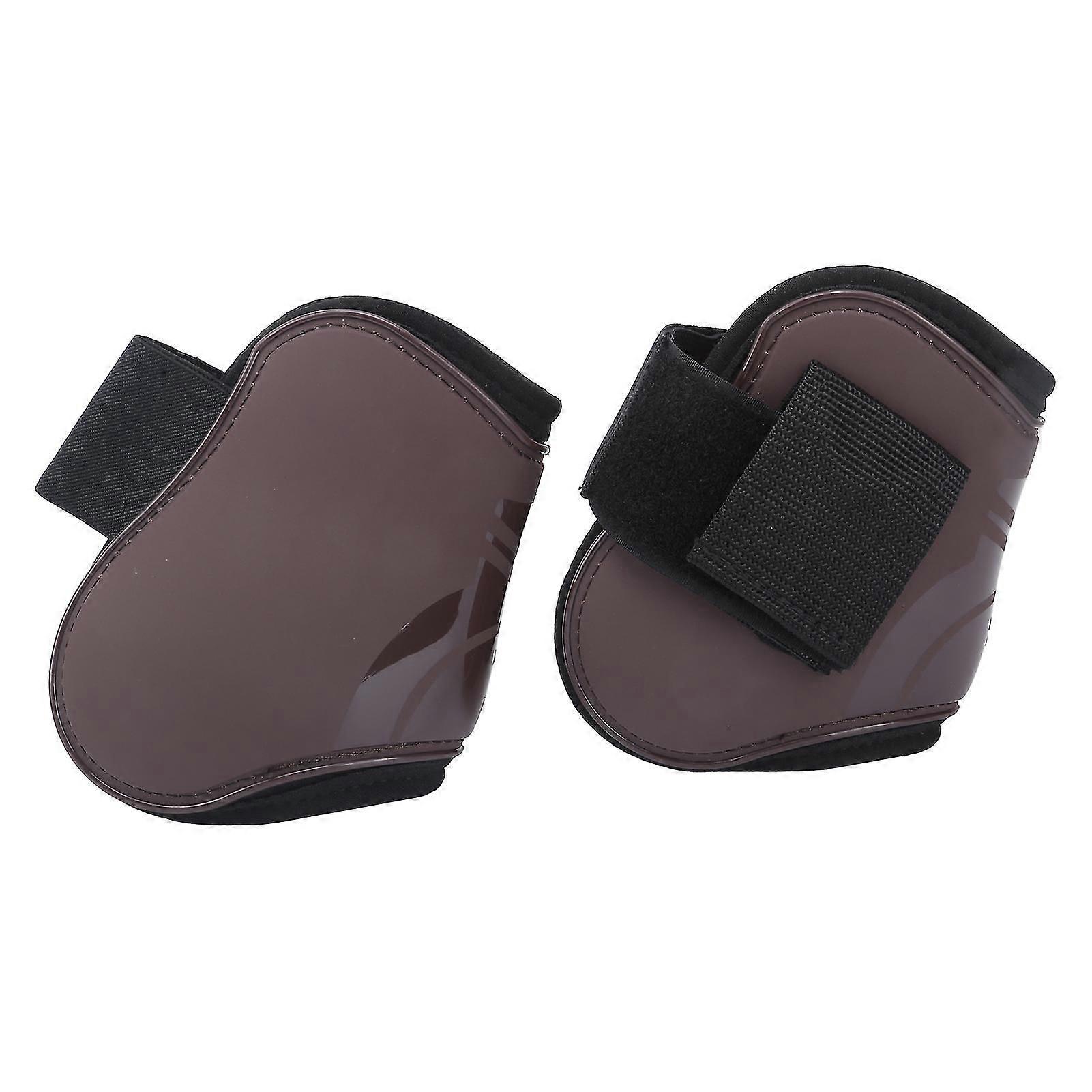 Horse Leg Guard - PU Elastic Thickened Obstacle Leg Protector for Horse Front and Hind Joints (Brown Hind Leg)