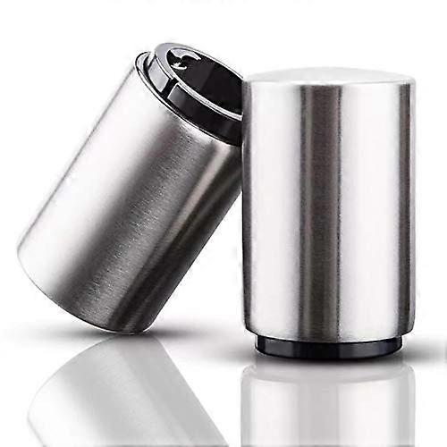 2-Pack Magnetic Bottle Openers Stainless Steel Push-Down Design for Easy One-Handed Use and Fridge Mounting
