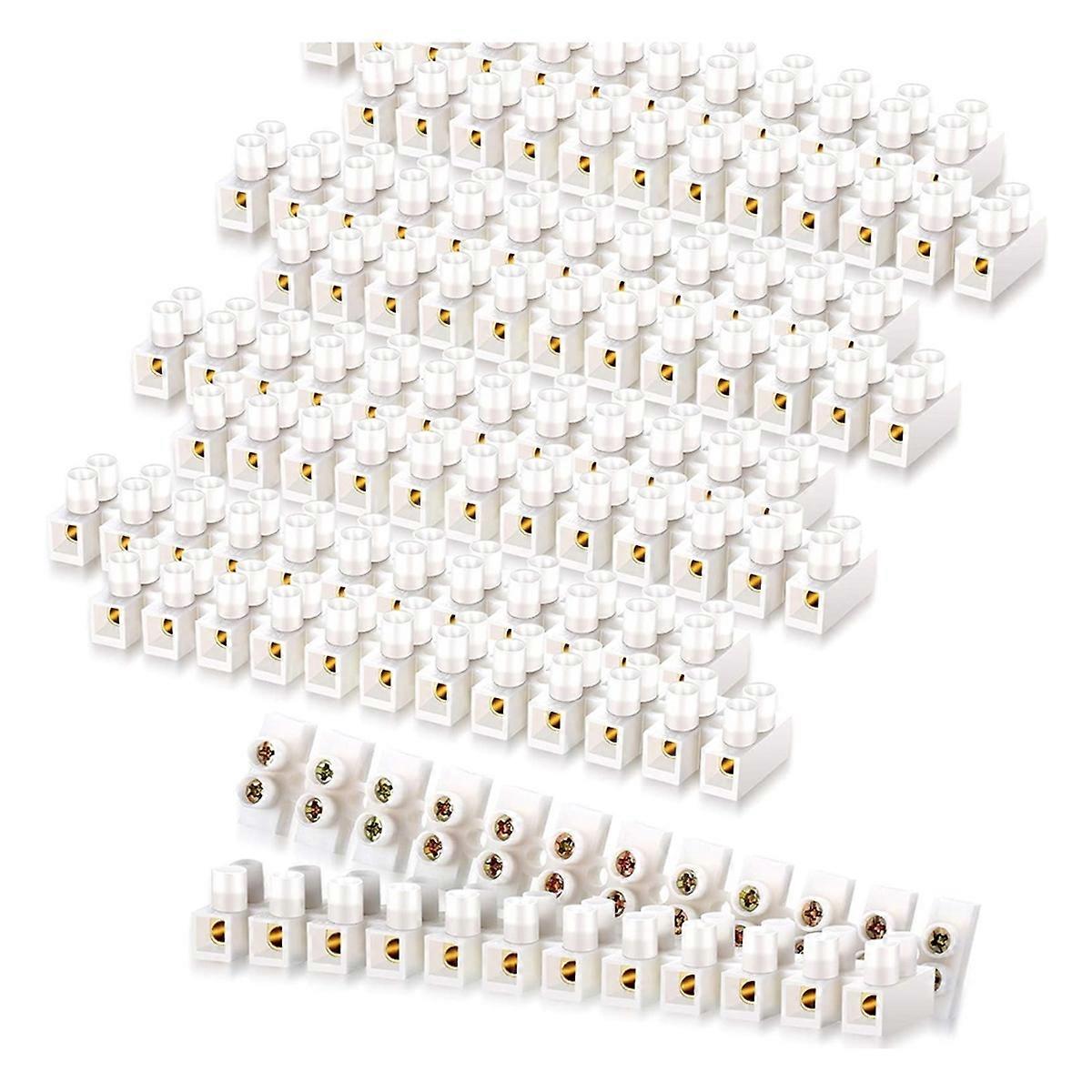 50Pcs Terminal Block White Screw Terminal Connector Dual Row Electric Barrier Block 12-Position Ter
