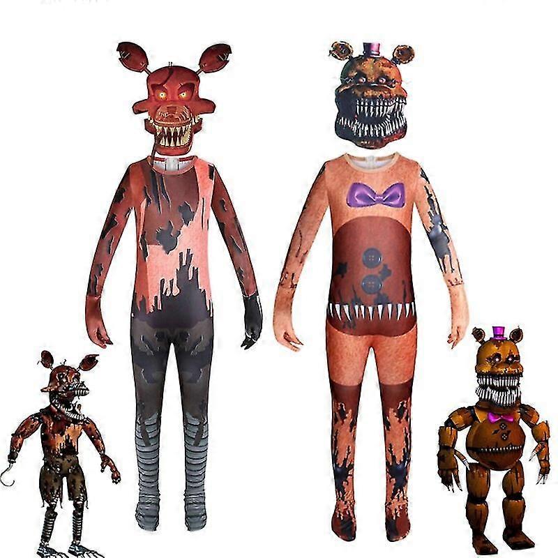 Halloween kostym för barn pojkar flickor skräck jumpsuits + mask roliga kläder C43m30