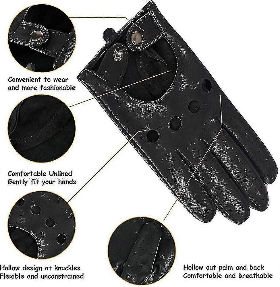 Mens Touchscreen Unlined Leather Driving Gloves