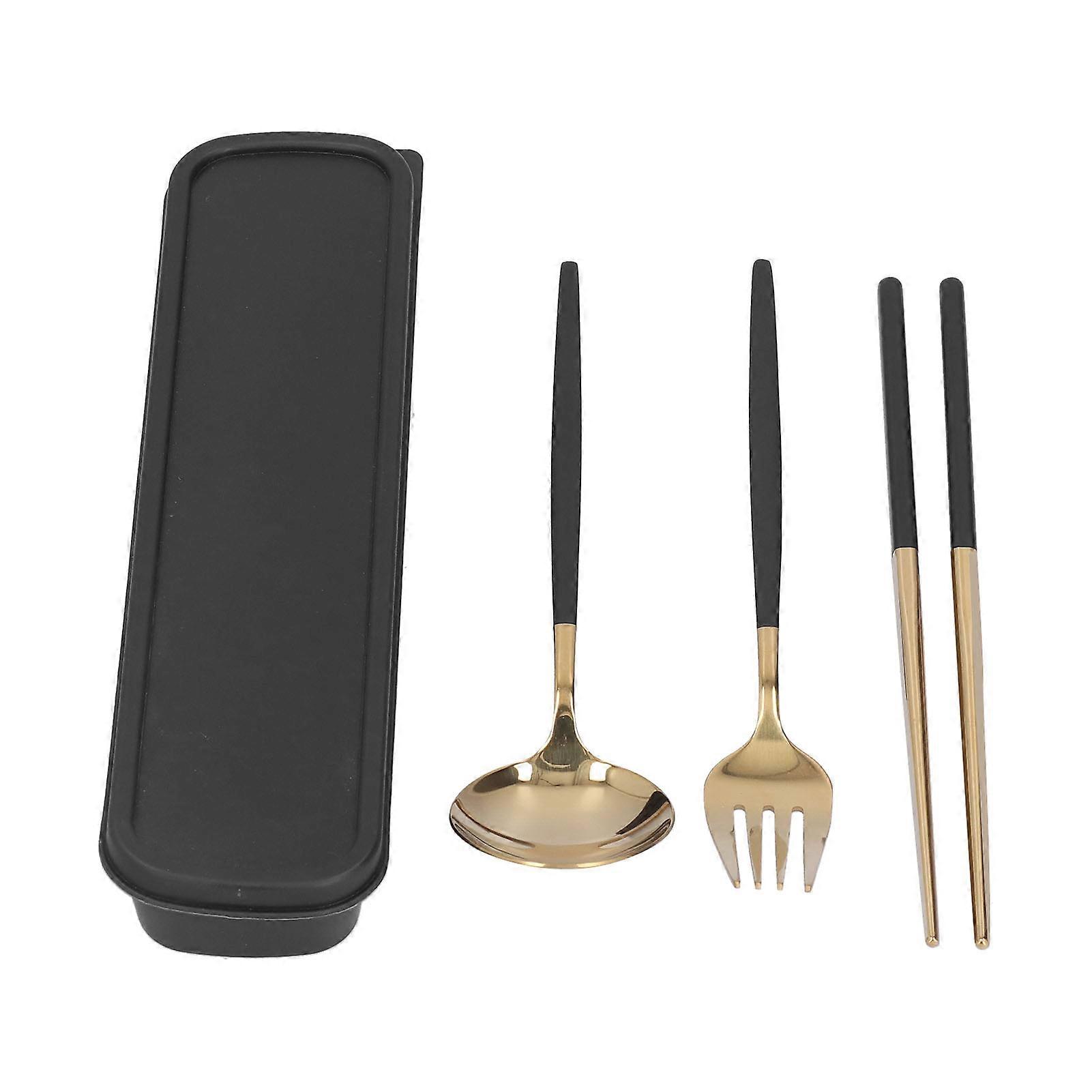 3Pcs/Set Stainless Steel Travel Utensils Flatware Set Chopsticks Spoon Fork for Outdoor School