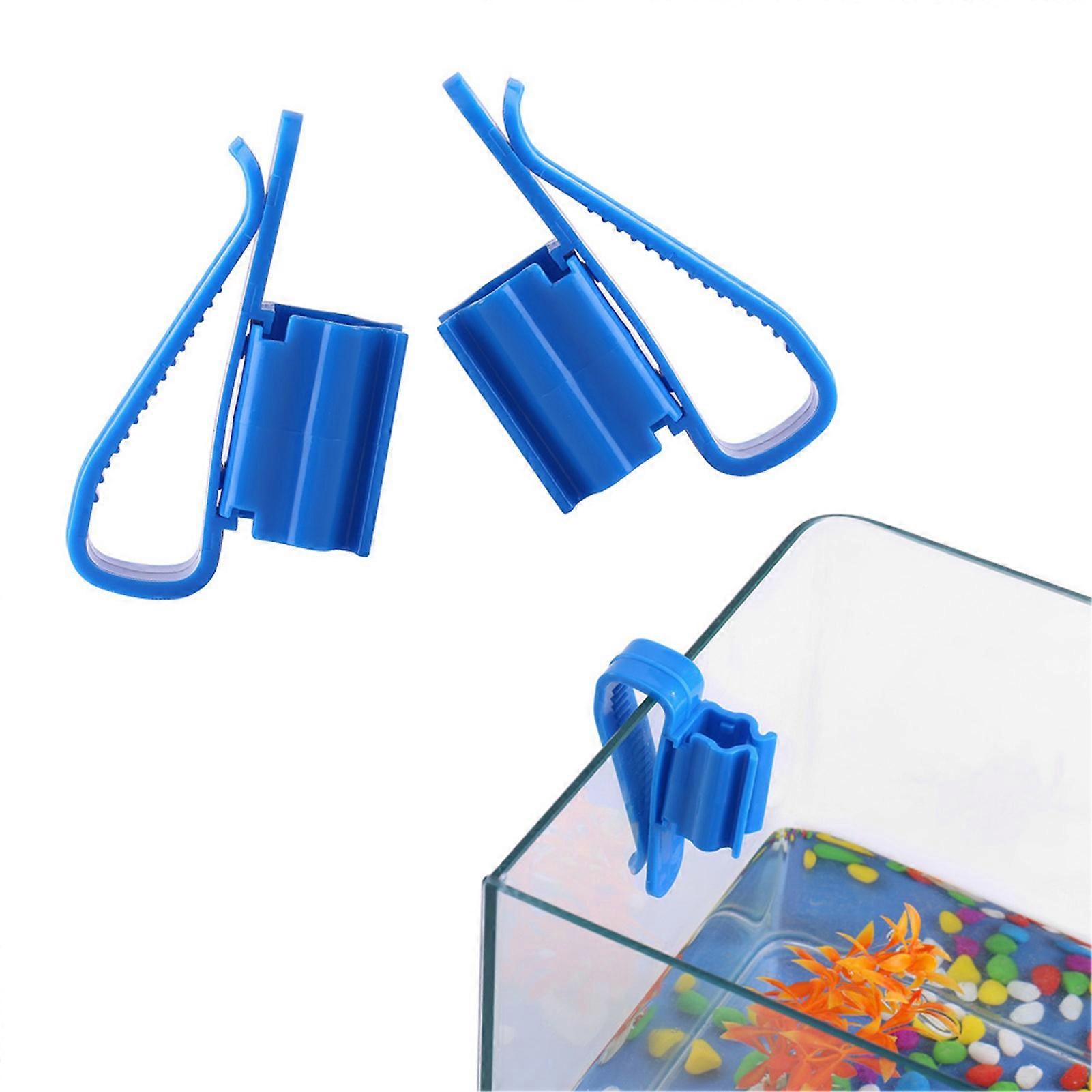 2Pcs Blue Plastic Adjustable Fish Tank Hose Clips 8.5x2.6cm