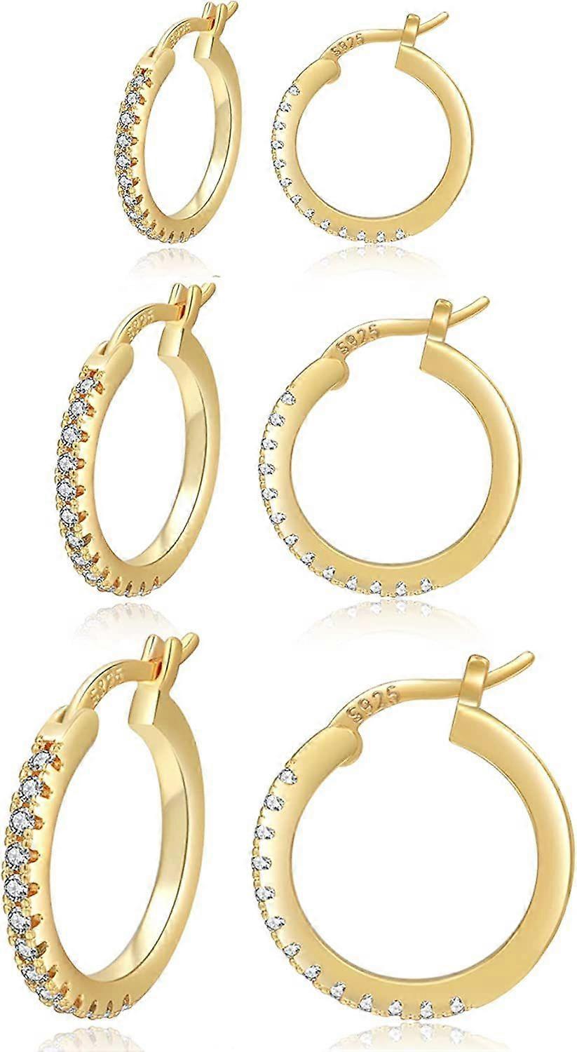 女性のためのゴールドフープイヤリングスターリングシルバーポストスモールゴールドフープイヤリング14kリアルゴールド小さな低アレルギー性の小さなフープイヤリングセット女性男性用ガー