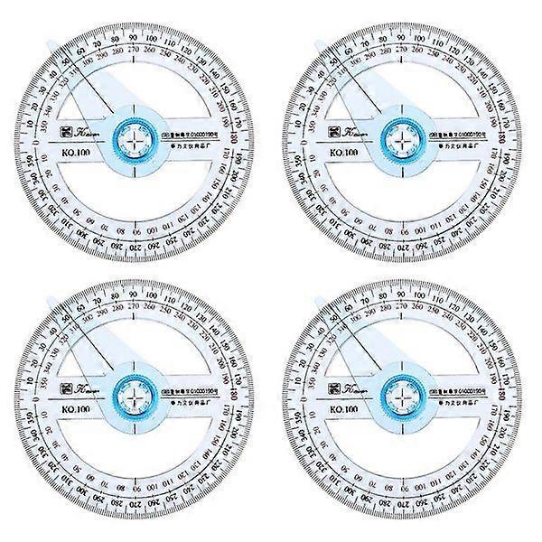 Sky Blue Circle Protractor Set - 4 Pack, Premium Plastic, Durable, Lightweight, Accurate for Woodworking, Teaching, Drawing