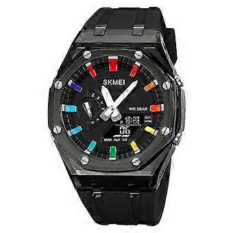 Skmei Waterdicht Heren Horloge Countdown Stopwatch Led Elektronisch Uurwerk Polshorloge 5alarm Klok 2 Digitale Horloges 2100 zwart zwart