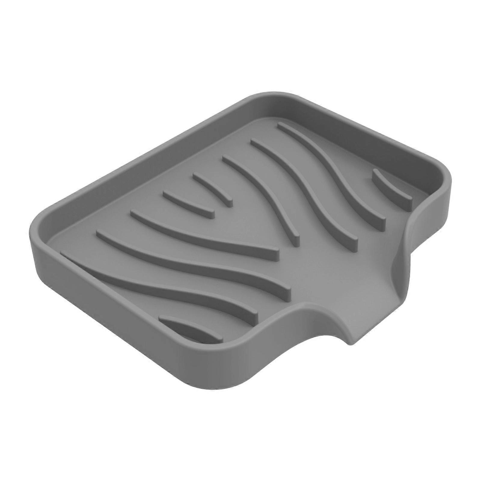 Bathroom Kitchen Silicone Soap Dish Self Black Large