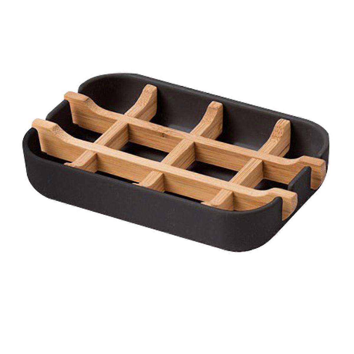 Practical Bamboo Fiber Soap Tray With Non-Slip Pads, Removable Design Offering A Convenient And Hygienic Solution For Your Soap Storage Needs In The