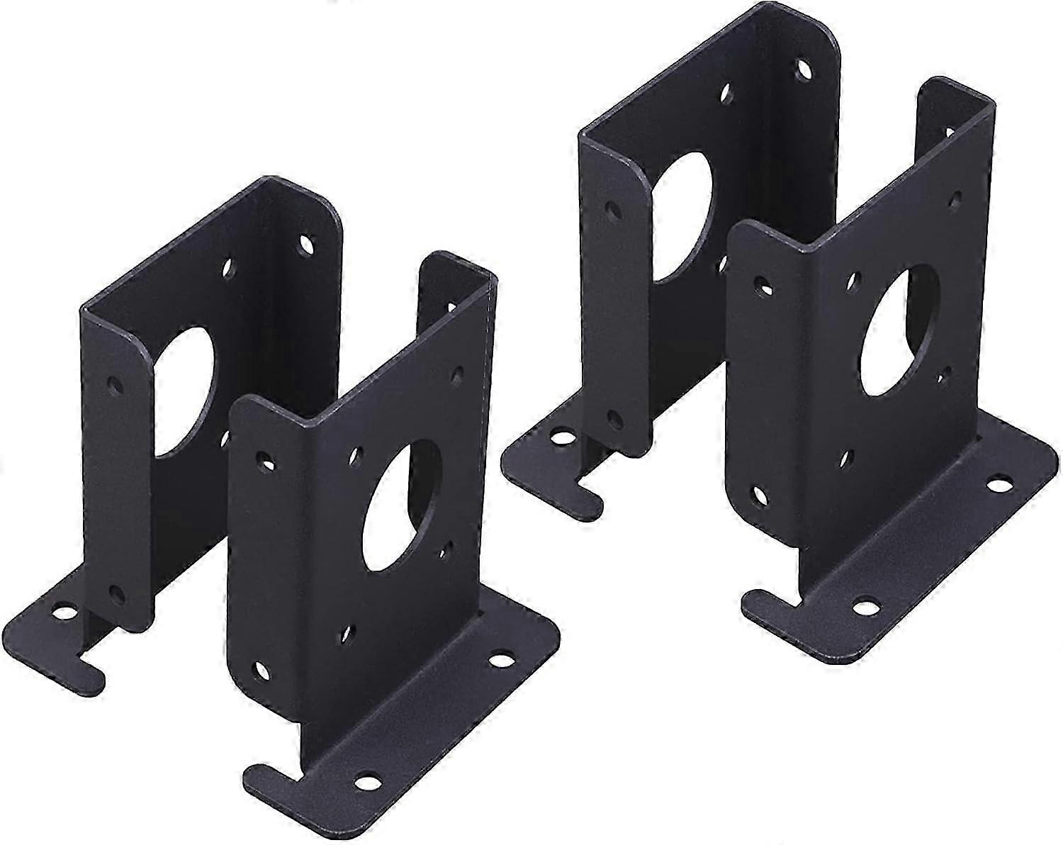 Heavy Duty Post Anchor - Stable Support Pergola - Mailbox Post Bracket, 4 Stable Pergola Anchors, Black Half Base for Steel Posts