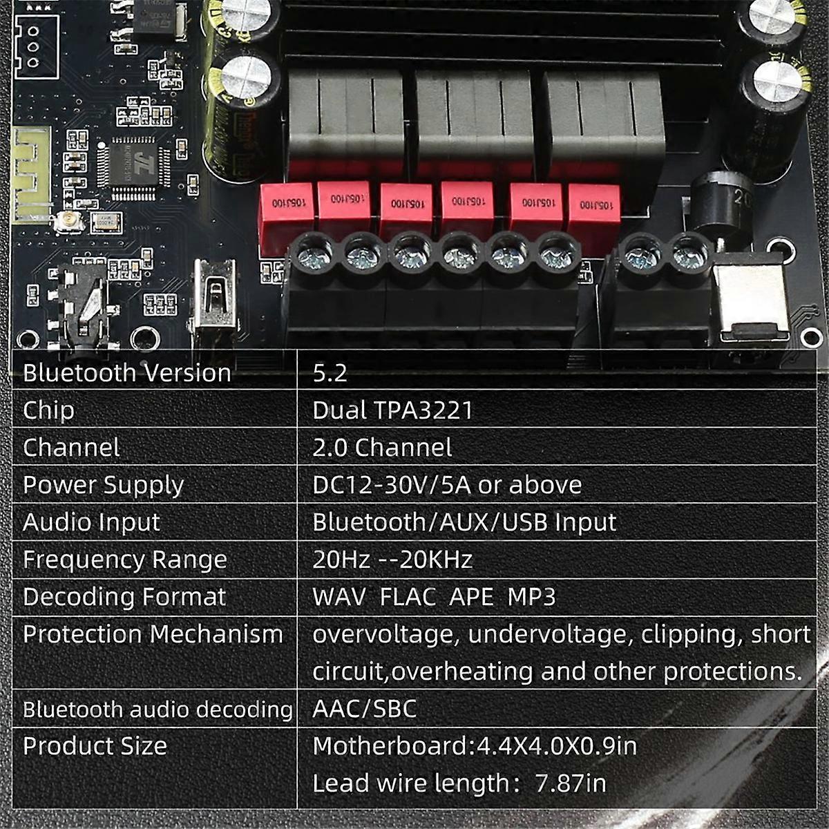 S200HS-W Bluetooth 5.2 Subwoofer Digital Amplifier Board