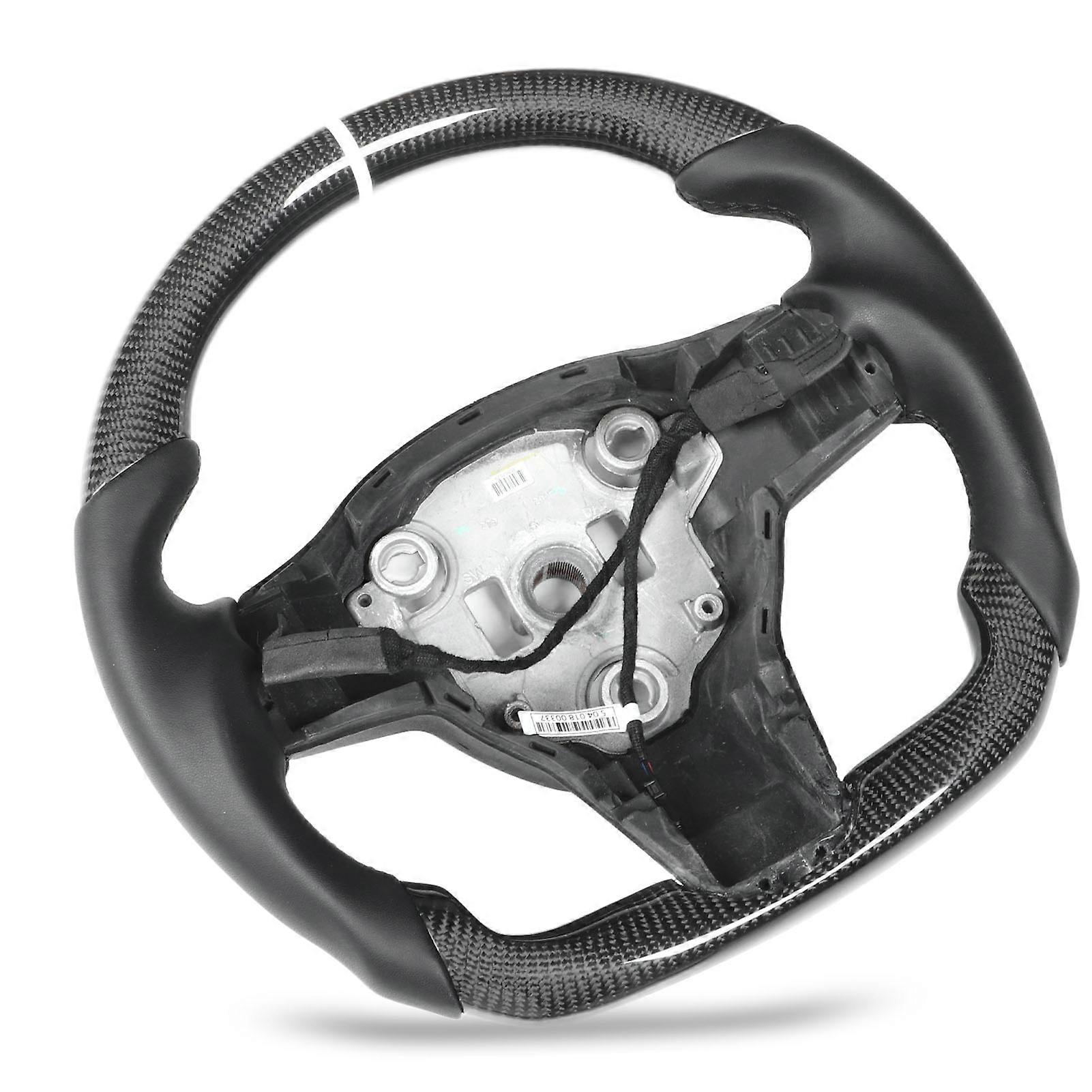 Carbon Fiber Steering Wheel Nappa Leather Heated Replacement for Tesla Model 3 Y 2017‑2023 