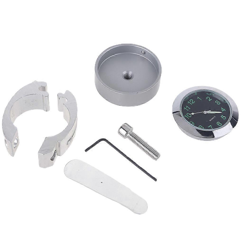 Universal Waterproof Bike Watch Glow In Dark Clock Motorcycle Alluminum Alloy Dial Mini for Mounting Bicycle Handlebar Silver