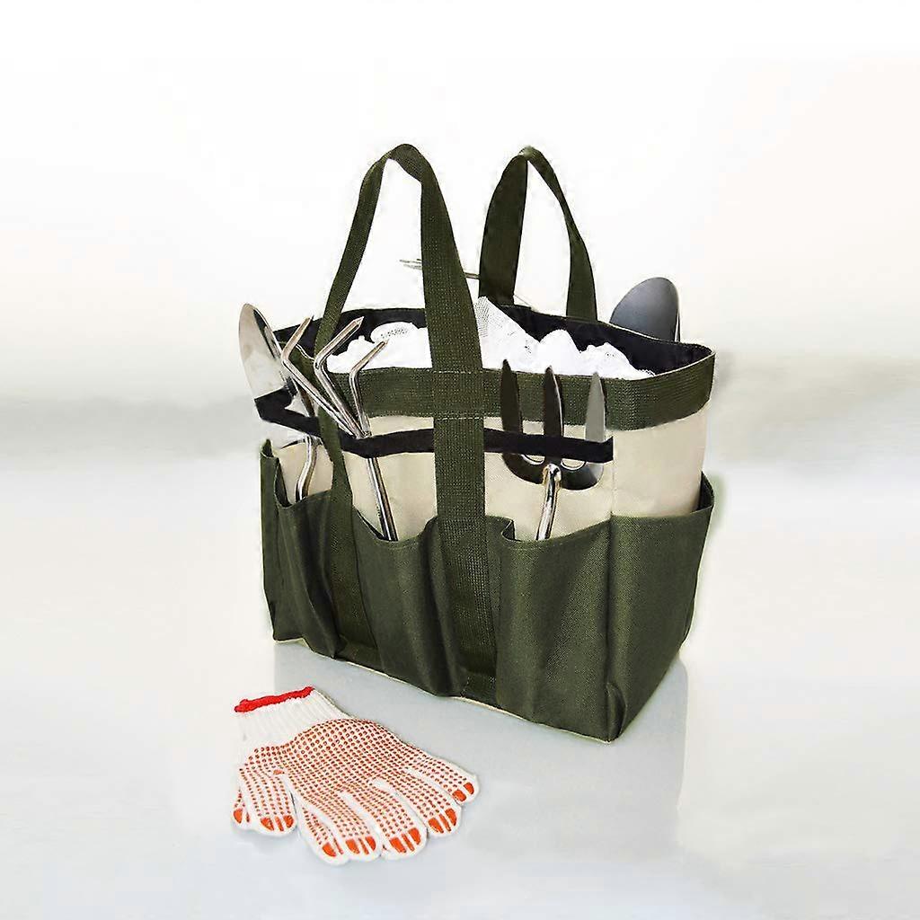 Large Garden Tool Bag for Yard Work, Heavy-Duty Fabric, Extra-Large Size, Multi-Pocket Design, Green Color