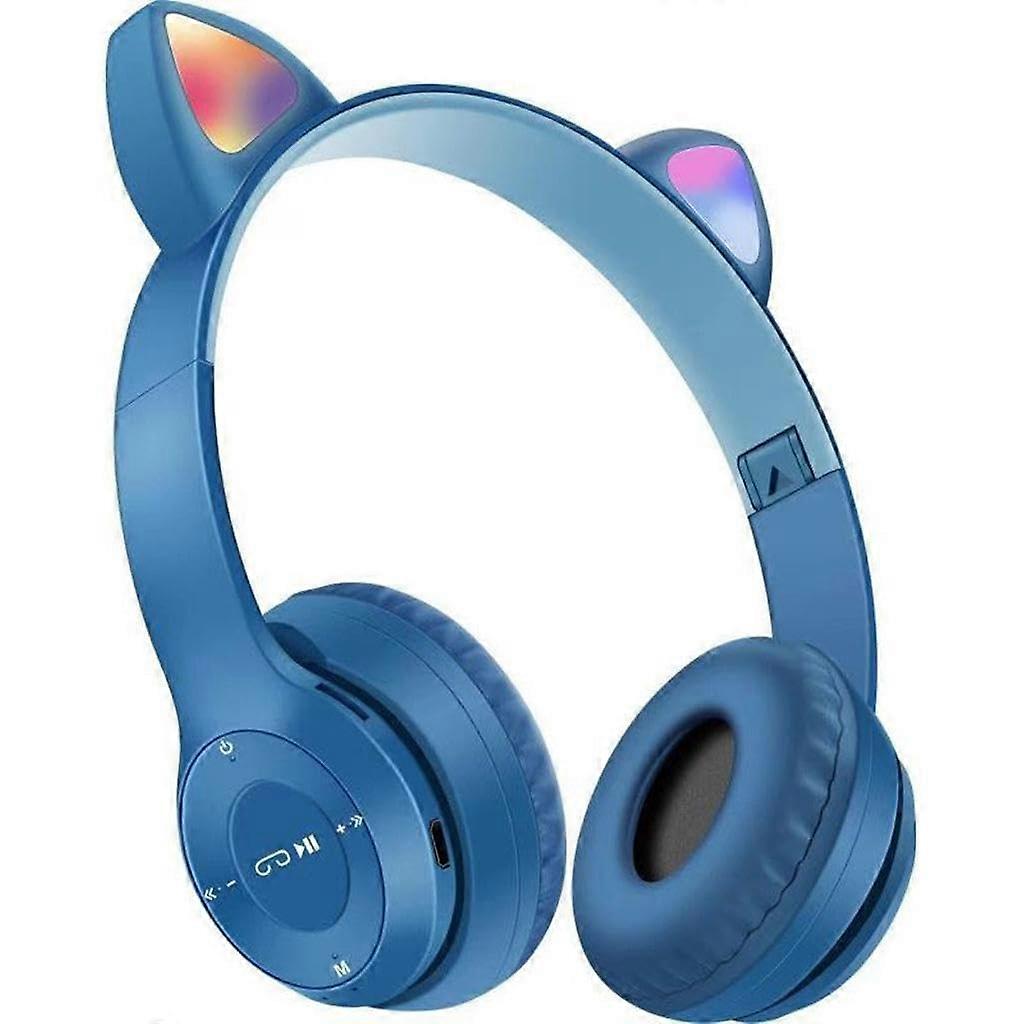 Wireless Bluetooth Headphones with Gradient Color Changing LED Lights ﻿ (Dark Blue)