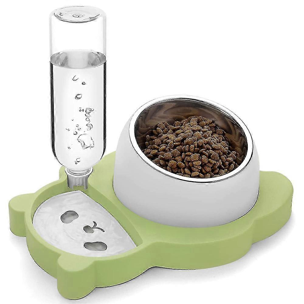 Gekipptes Katzenfutter- und Wassernapf-Set, erhöhter Katzennapf aus Keramik mit Autom