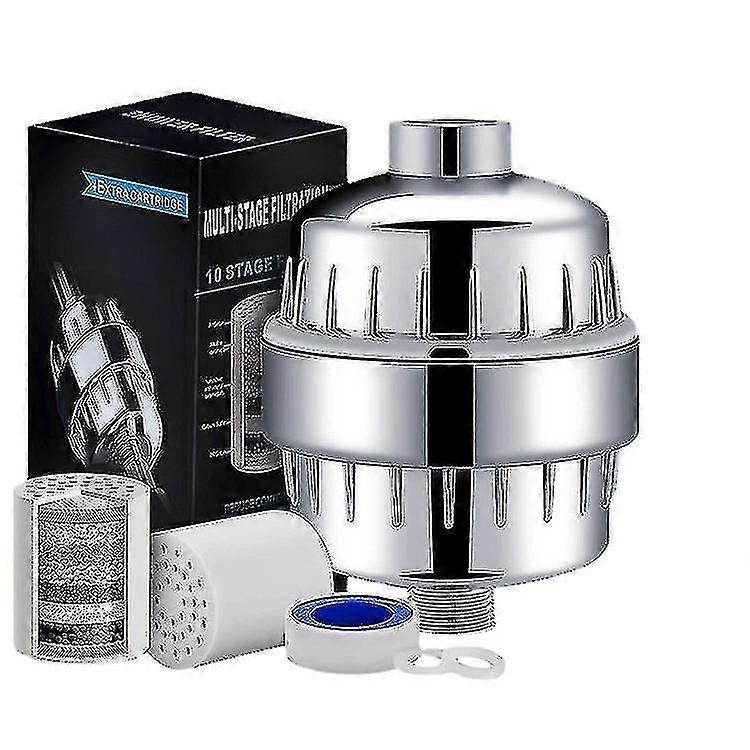 Shower Filter, Chrome 10 Stage Universal Replaceable Shower Head Water Purifier