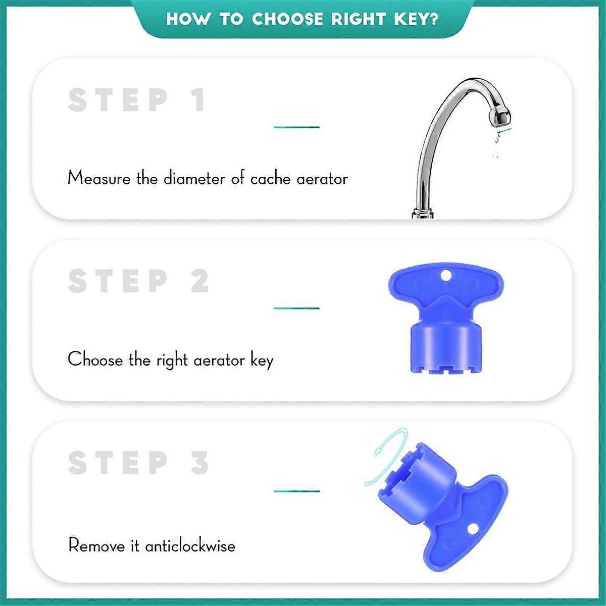 10 Pieces Faucet Aerator Key Blue Removal Wrench Tool with 5 Sizes 16.5, 18.5, 21.5, 22.5, 24MM,Rece