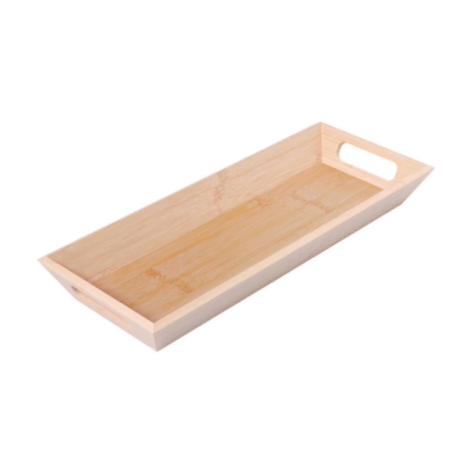 Bamboo Rectangular Multi-Use Serving Tray | Vanity Counter Organizer for Makeup, Tea, Dessert