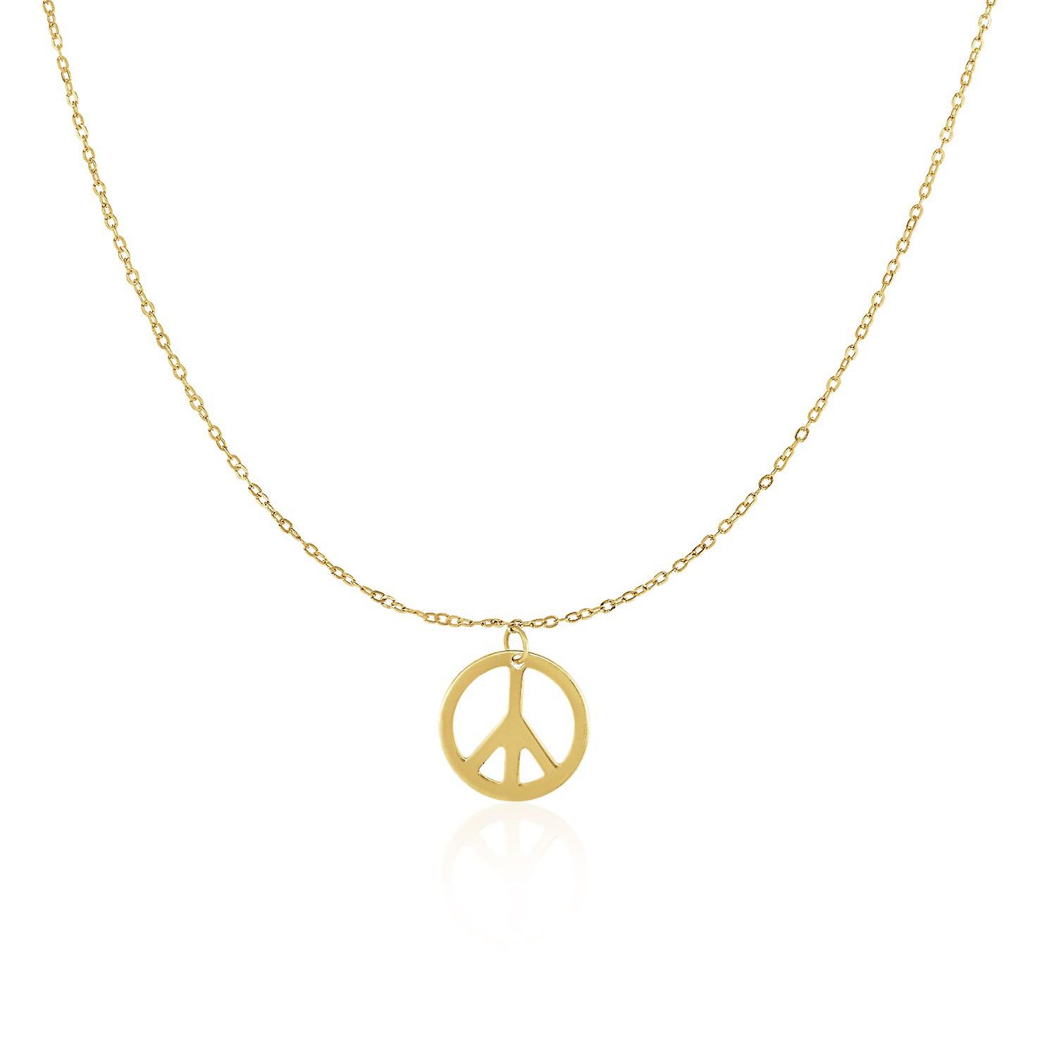 14k Or jaune avec pendentif symbole de la paix