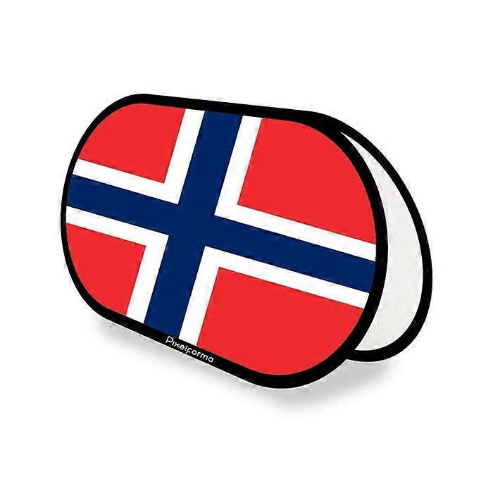 Oval Flag - Norway - 70 x 120 cm - Polyester - Double-sided Print - Foldable Retractable